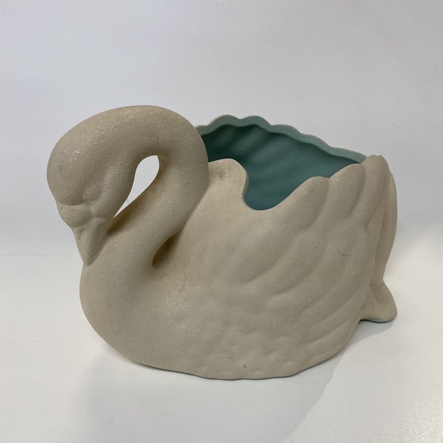 ORNAMENT, Swan - Asutralian Pottery - Cream Blue